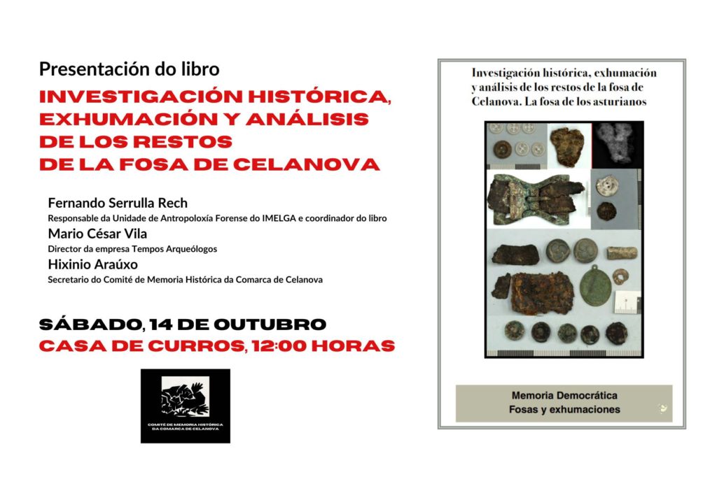 Presentación libro INVESTIGACIÓN HISTÓRICA, EXHUMACIÓN Y ANÁLISIS DE LOS RESTOS DE LA FOSA DE CELANOVA.