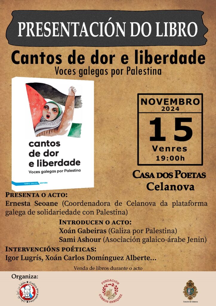 Presentación do libro CANTOS DE DOR E LIBERDADE. Voces galegas por Palestina