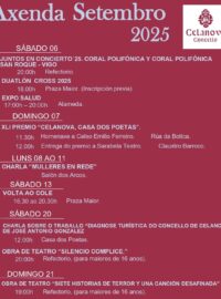 Actividades culturais en Celanova – Setembro
